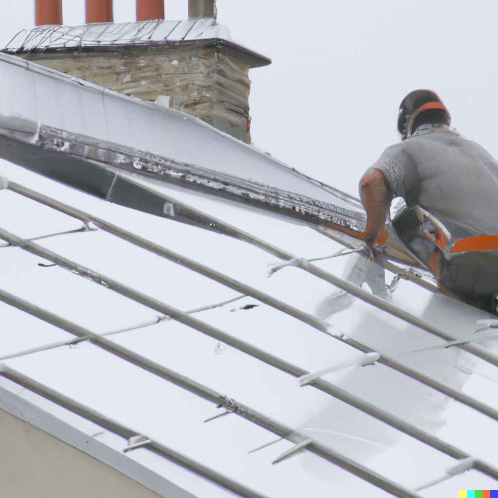 Couvreur travaillant le zinc sur un toit